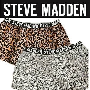 Steve Madden 2PK SM Logo/Leopord Print Logo Band Lounge Shorts